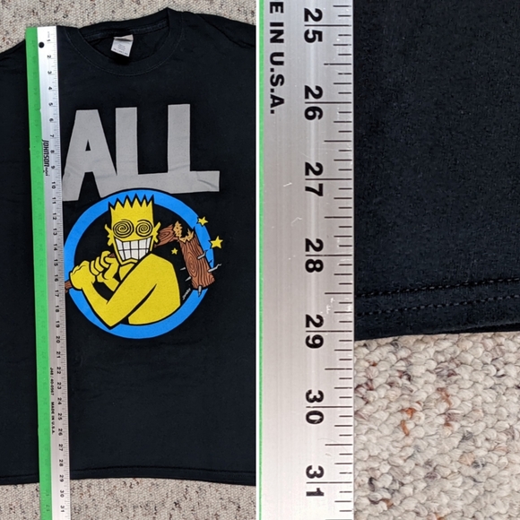 Punk Rock Band Shirt ALL Allroy Broken Bat adult 2XL XXL black Gildan Men's 90s - Picture 8 of 10